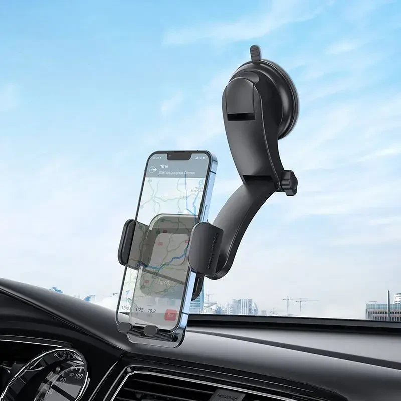 Automobilinis universalus telefono laikiklis Hoco CA118 tvirtinamas ant stiklo, juodas