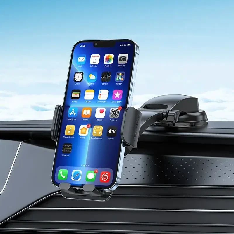Automobilinis universalus telefono laikiklis Hoco CA118 tvirtinamas ant stiklo, juodas