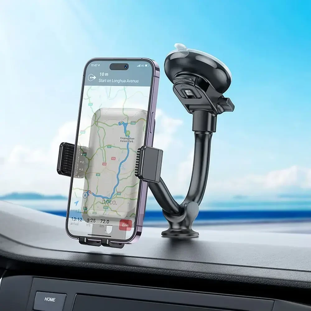 Automobilinis telefono laikiklis Hoco priekiniam stiklui / prietaisų skydeliui H27 juodas