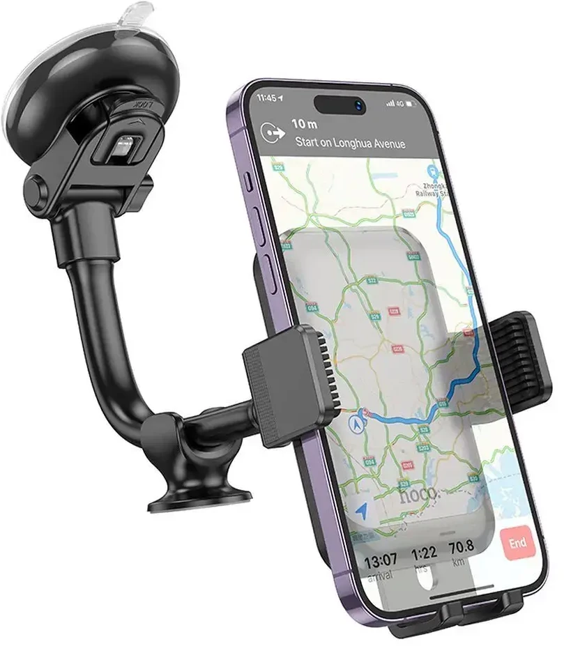 Automobilinis telefono laikiklis Hoco priekiniam stiklui / prietaisų skydeliui H27 juodas