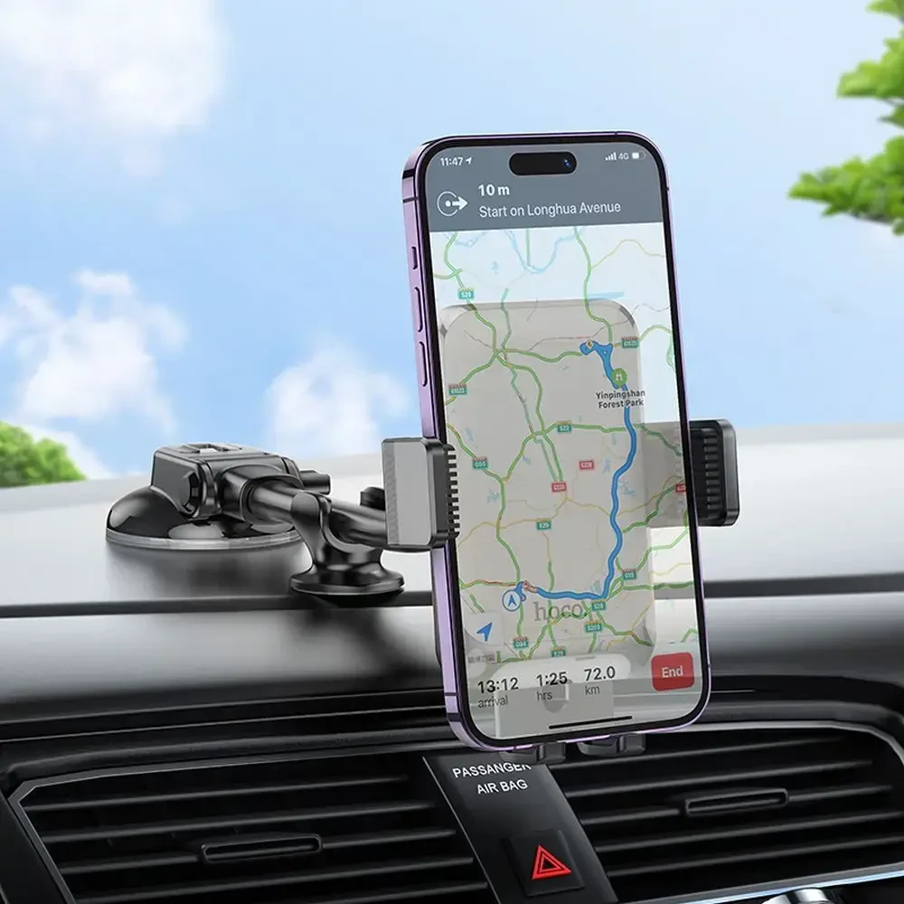 Automobilinis telefono laikiklis Hoco priekiniam stiklui / prietaisų skydeliui H27 juodas