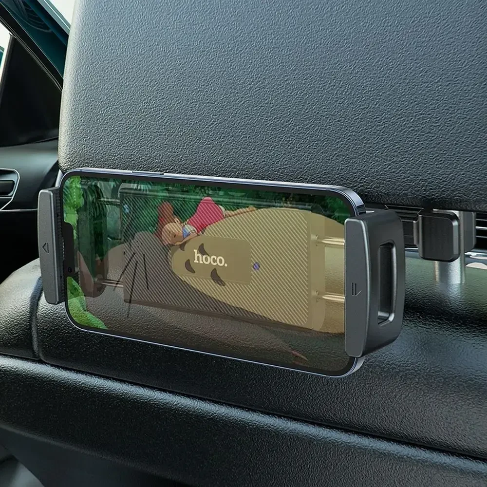 Automobilinis telefono / planšetinio kompiuterio laikiklis Hoco galvos atramai (4,7" - 12,9") CA121 juodas