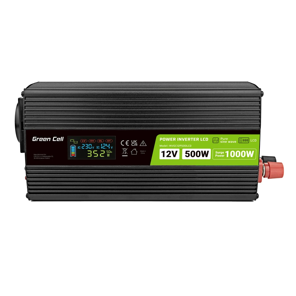 Green Cell Žalias Cell Automobilio maitinimo inverteris Žalias Cell® 12V–230V, 500W/1000W