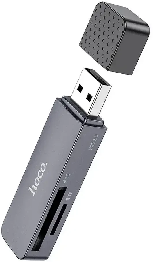 Atminties kortelių skaitytuvas Hoco HB45 2-in-1 USB2.0 pilkas