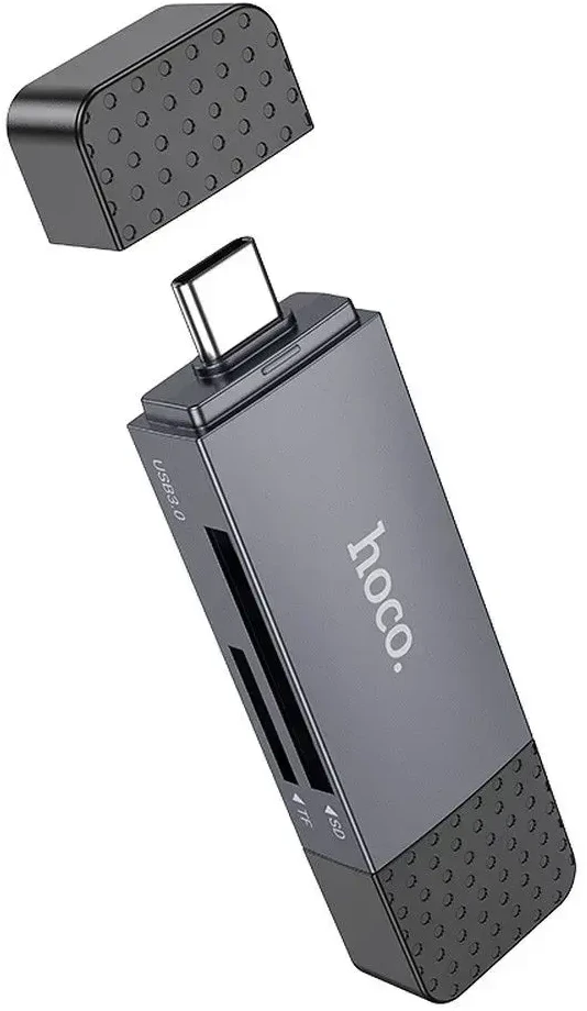 Atminties kortelių skaitytuvas Hoco HB45 USB-C/USB-A 2-in-1 USB3.0 pilkas