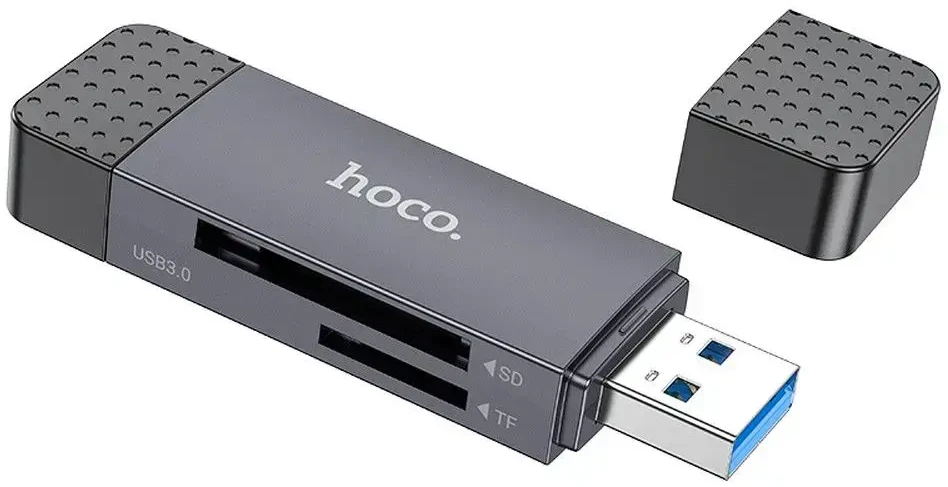 Atminties kortelių skaitytuvas Hoco HB45 USB-C/USB-A 2-in-1 USB3.0 pilkas