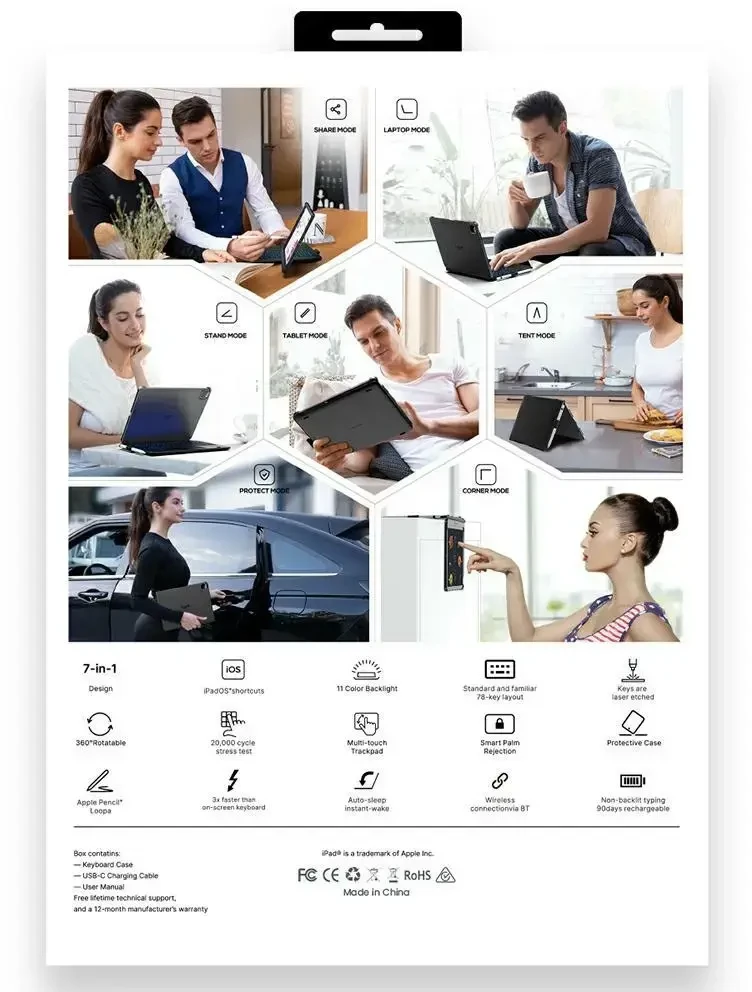 Typecase Flexbook Touch do iPad 11" (A16) 2025 / iPad 10.9" 2022 aviečių spalvos