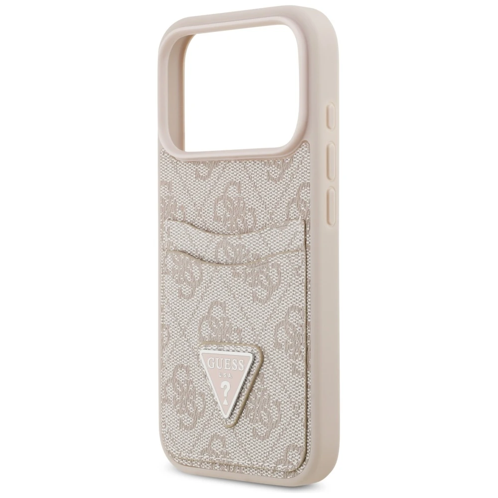 Dėklas Guess 4G Double Card Triangle skirtas Apple iPhone 17 Pro rožinės spalvos