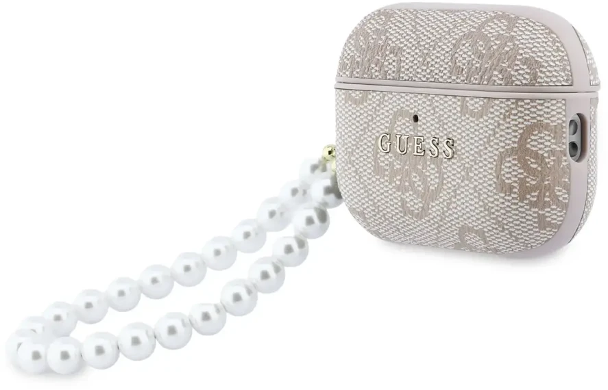 Guess PU 4G Classic Logo Pearl Strap dėklas skirtas Apple AirPods Pro 3 rožinės spalvos