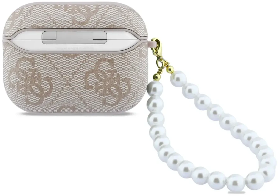 Guess PU 4G Classic Logo Pearl Strap dėklas skirtas Apple AirPods Pro 3 rožinės spalvos