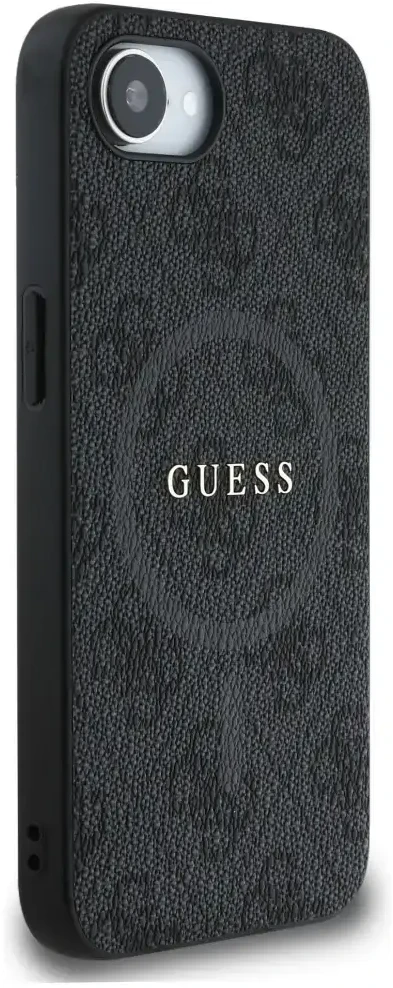 GUESS dėklas skirtas Apple iPhone 16e (SE 4 2025) suderinamas su MagSafe GUHMPSE4G4GFRK (PU 4G Ring Classic Logo) juodos spalvos
