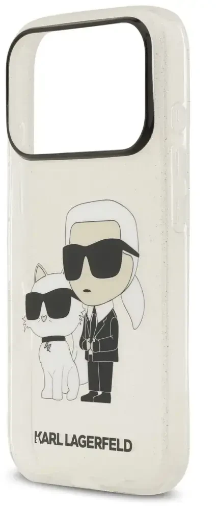 Dėklas Karl Lagerfeld IML NFT Glitter Karl&Choupette iPhone 18 Pro Max / 17 Pro Max permatomas