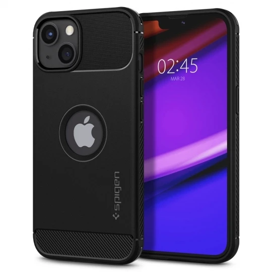 Dėklas Spigen Rugged Armor Apple iPhone 13 matinės juodos spalvos
