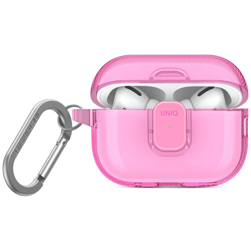 Dėklas UNIQ Glase Pro skirtas AirPods Pro 2 Lock Dėklas rožinės spalvos