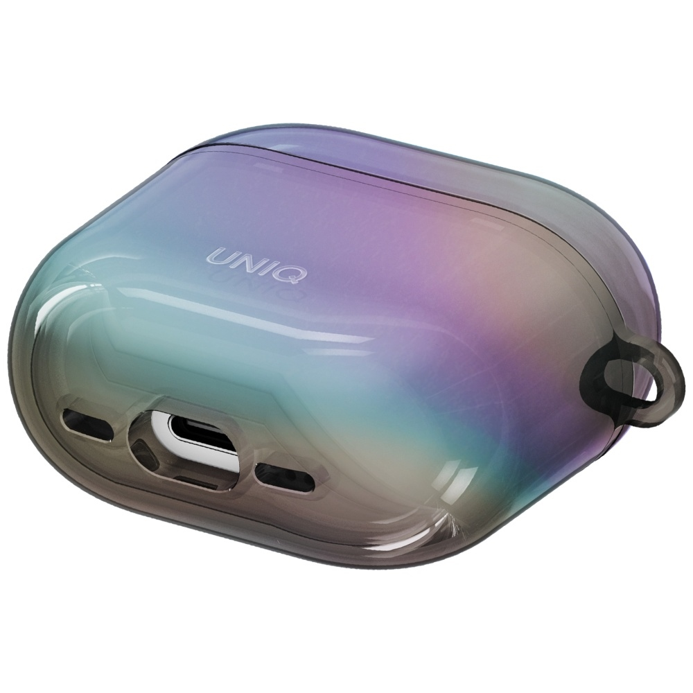 „Uniq Iridescia AirPods 4“ pakabinamas dėklas – holografinis, daugiaspalvis