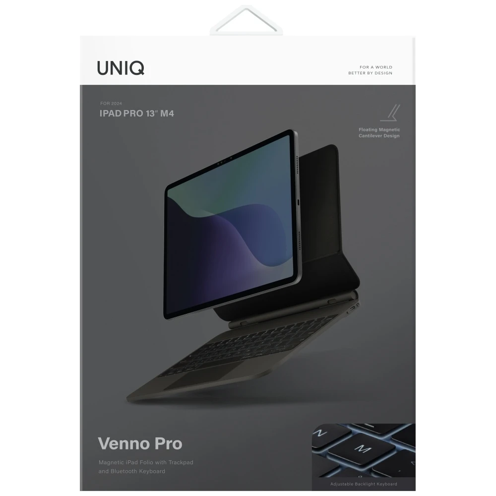Dėklas UNIQ Venno Pro Magnetic Smart su klaviatūra skirtas Apple iPad Pro 13″ M4 (2024) bl