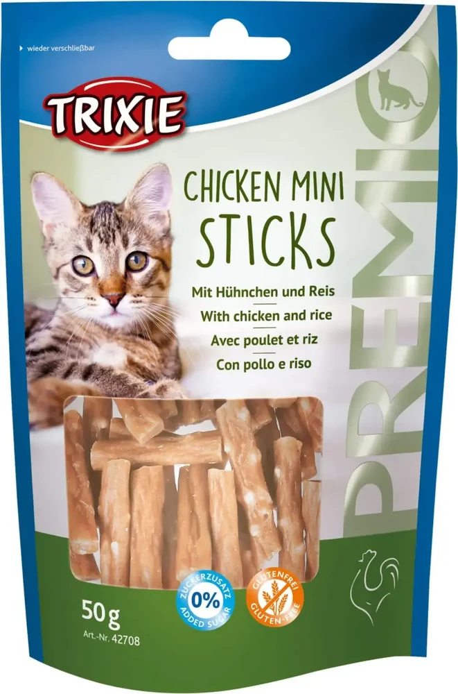 Trixie Premio katėms skanėstas mini lazdelės su vištiena/ryžiais, 50 g