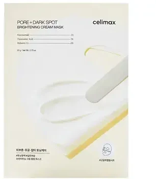 Celimax Pore + Dark Spot Brightening Kreminis Mask lakštinė dviejų dalių kaukė veidui, 4 x 20 ml