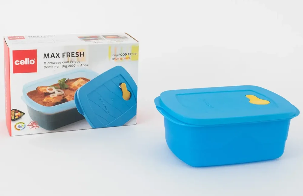 Cello MAX FRESH maisto indas, tinkamas naudoti mikrobangų krosnelėje ir šaldytuve, 2000 ml mėlynas