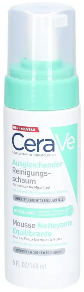 CeraVe Balancing Air Foam Valiklis valomosios veido putos, 148 ml