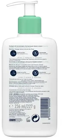 Putojantis veido ir kūno prausiklis normaliai ir riebiai odai Cerave Foaming Cleansing Gel, 236 ml