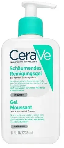 Putojantis veido ir kūno prausiklis normaliai ir riebiai odai Cerave Foaming Cleansing Gel, 236 ml