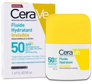 CeraVe Invisible Hydrating Sunscreen Fluid SPF 50 apsauginis fluidas nuo saulės, 50 ml