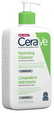 Drėkinamasis veido ir kūno prausiklis normaliai ir sausai odai Cerave Hydrating Cleanser, 473 ml