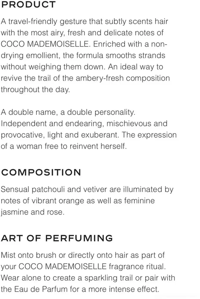 Chanel Coco Mademoiselle Hair Perfume, 35 ml