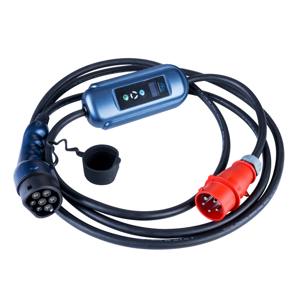 Įkroviklis elektromobiliams Akyga AK-EC-12 CEE 5 kontaktų Type2 LCD 3 fazių 16A 11kW 5m