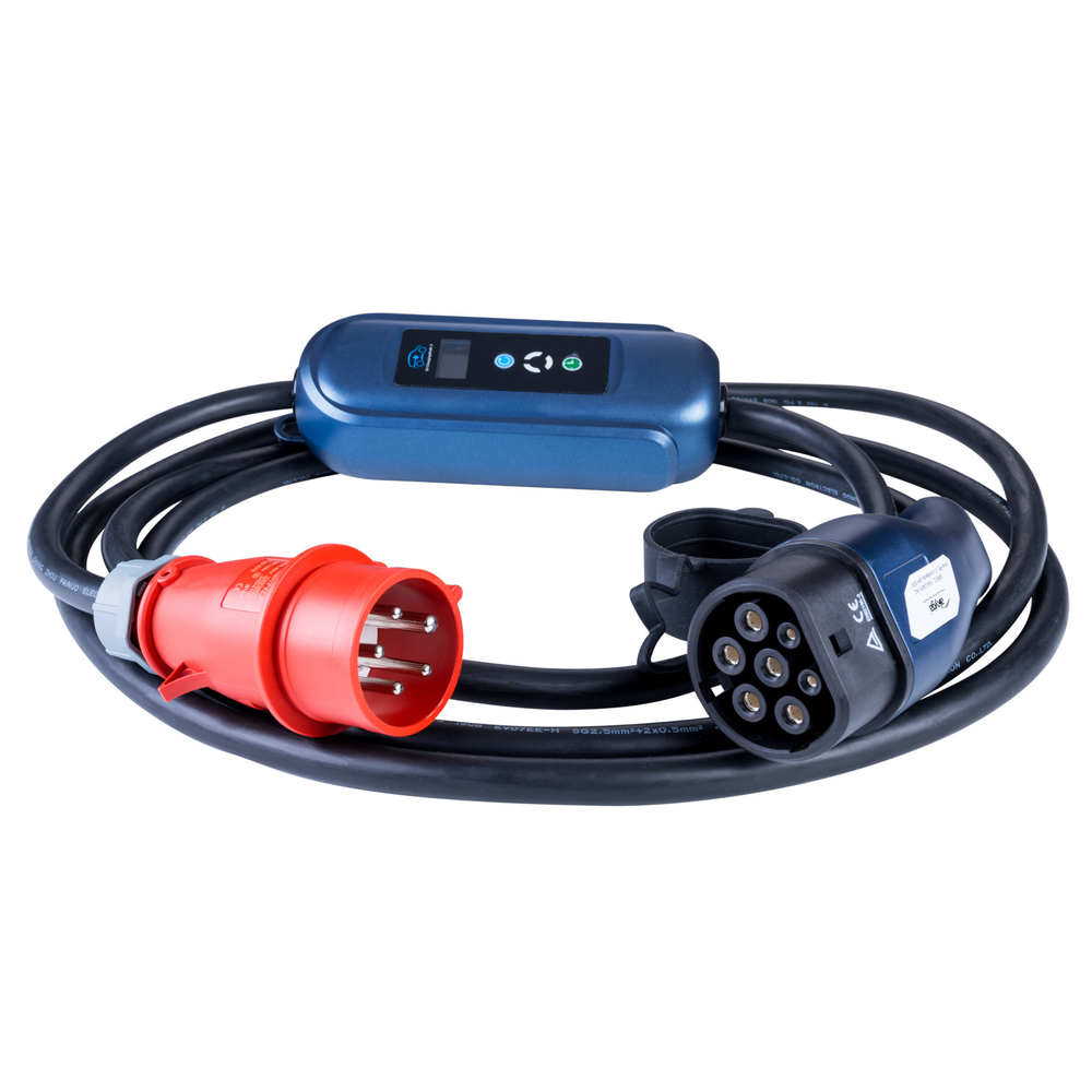 Įkroviklis elektromobiliams Akyga AK-EC-12 CEE 5 kontaktų Type2 LCD 3 fazių 16A 11kW 5m