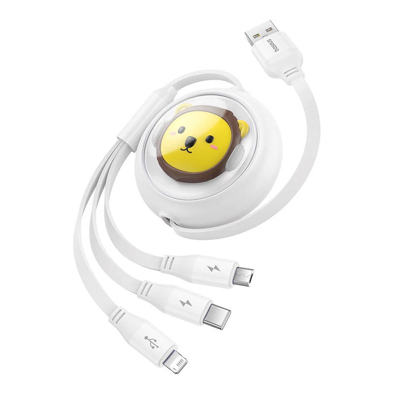 Baseus Įkrovimo kabelis 3in1 USB - USB-C USB-M Lightning 3.5A 1.1m - baltas