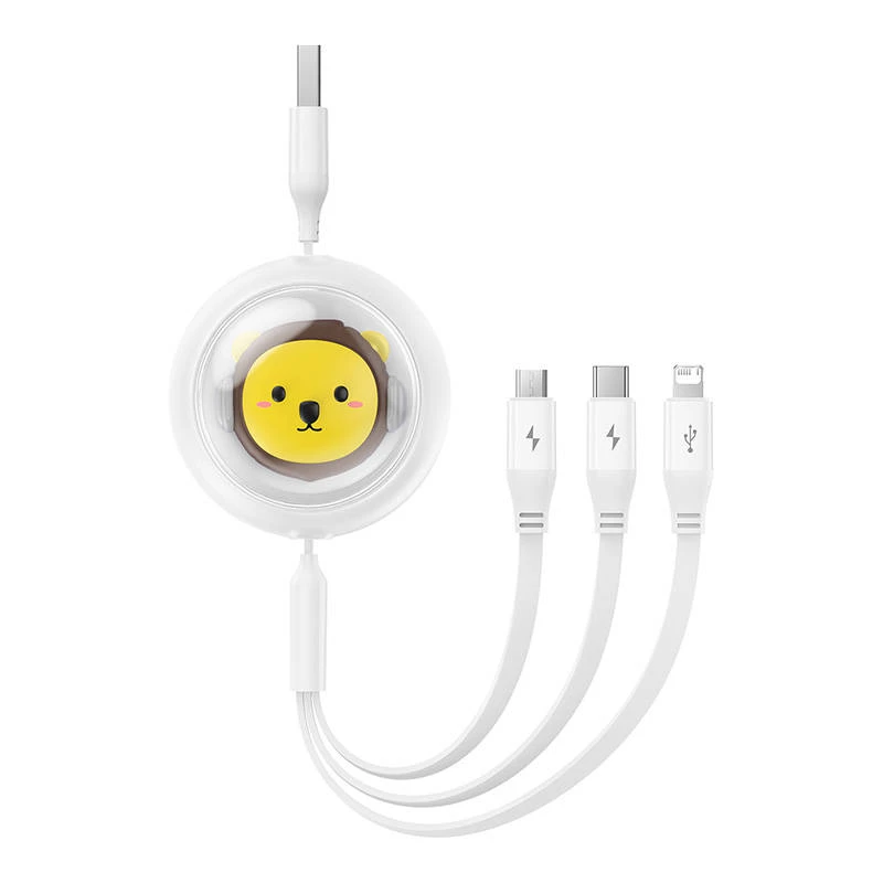 Baseus Įkrovimo kabelis 3in1 USB - USB-C USB-M Lightning 3.5A 1.1m - baltas