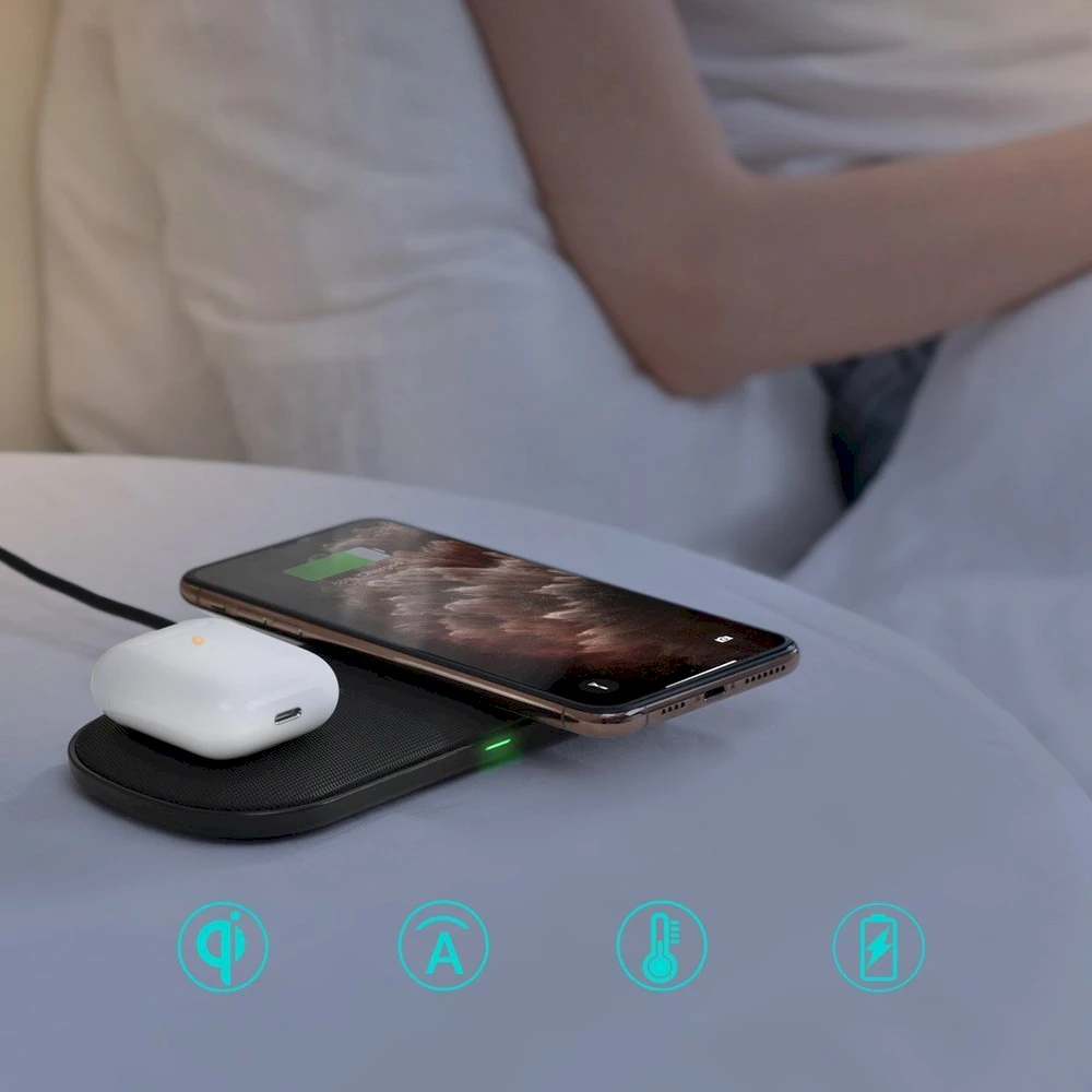 Belaidis įkroviklis CHOETECH, 18W, 2in1, juodas