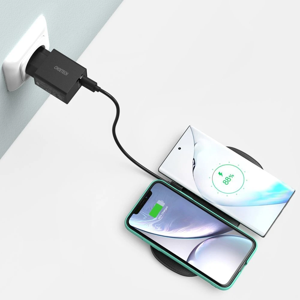 Belaidis įkroviklis CHOETECH, 18W, 2in1, juodas