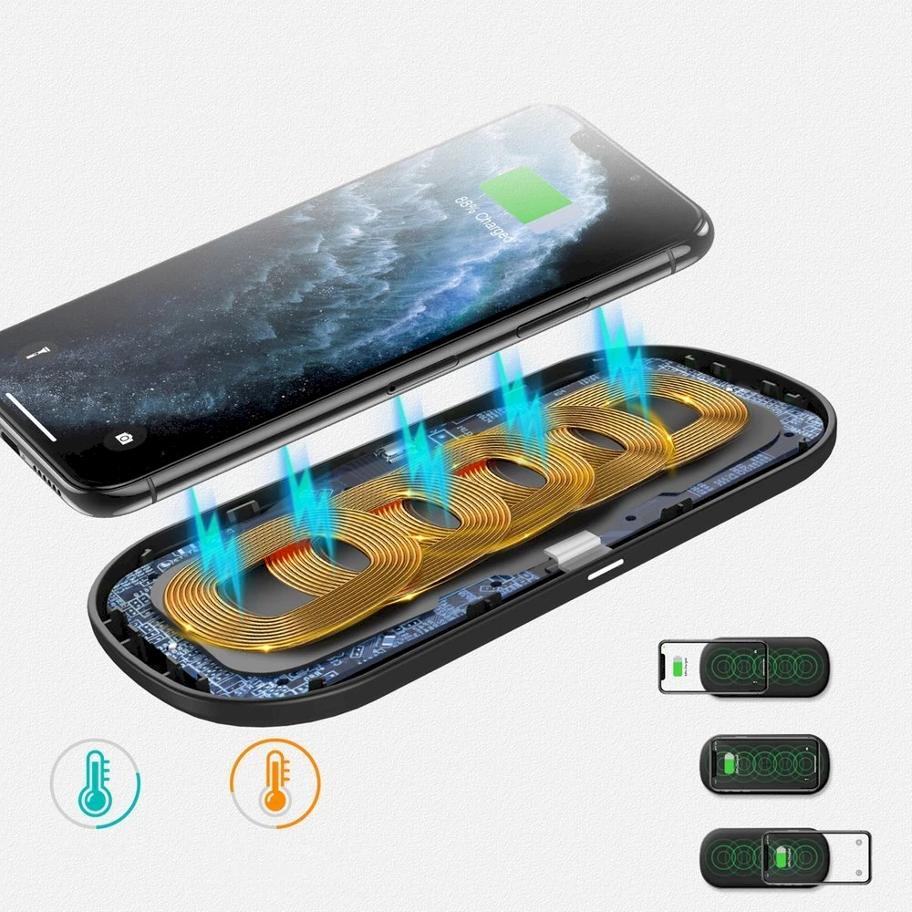 Belaidis įkroviklis CHOETECH, 18W, 2in1, juodas