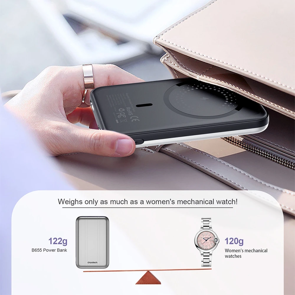 Išorinė baterija su MagSafe CHOETECH, 10W, 5000mAh