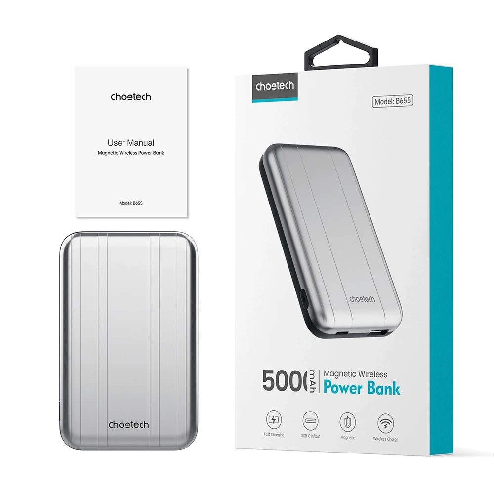 Išorinė baterija su MagSafe CHOETECH, 10W, 5000mAh