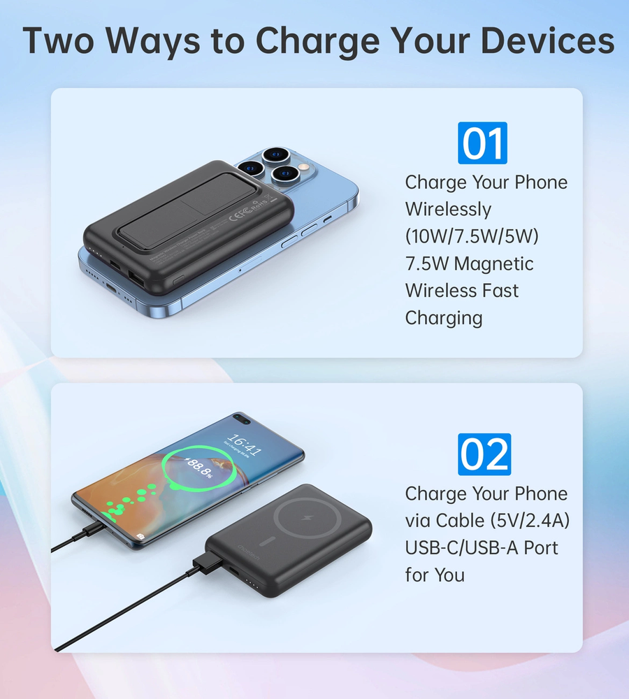 Choetech B662 wireless MagSafe 5000mAh powerbank – Juodos spalvos