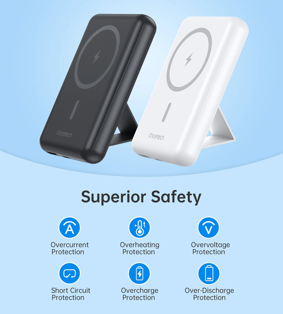 Choetech B662 wireless MagSafe 5000mAh powerbank – Juodos spalvos