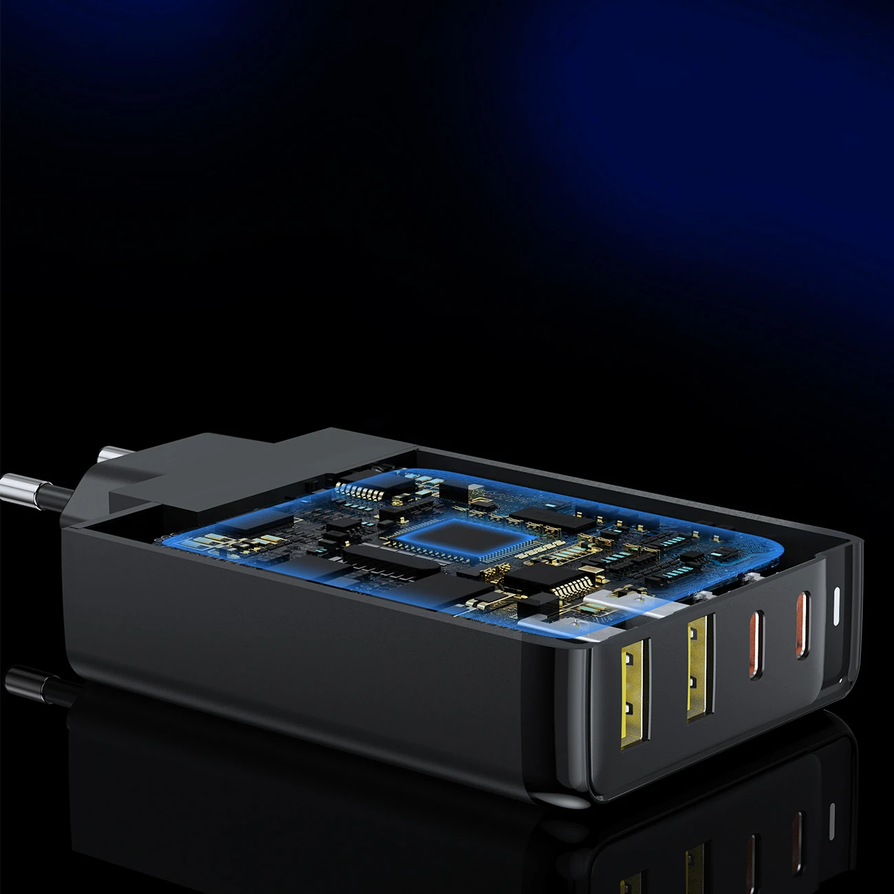 Kroviklis CHOETECH GaN 2x USB Type-C, 2x USB Type-A: 140W, PD3.1, QC3.0