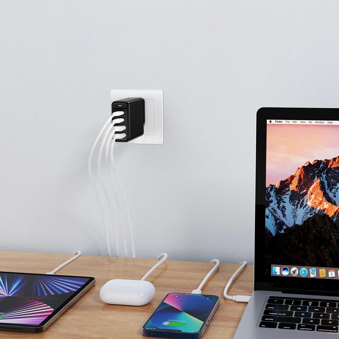 Kroviklis CHOETECH GaN 2x USB Type-C, 2x USB Type-A: 140W, PD3.1, QC3.0