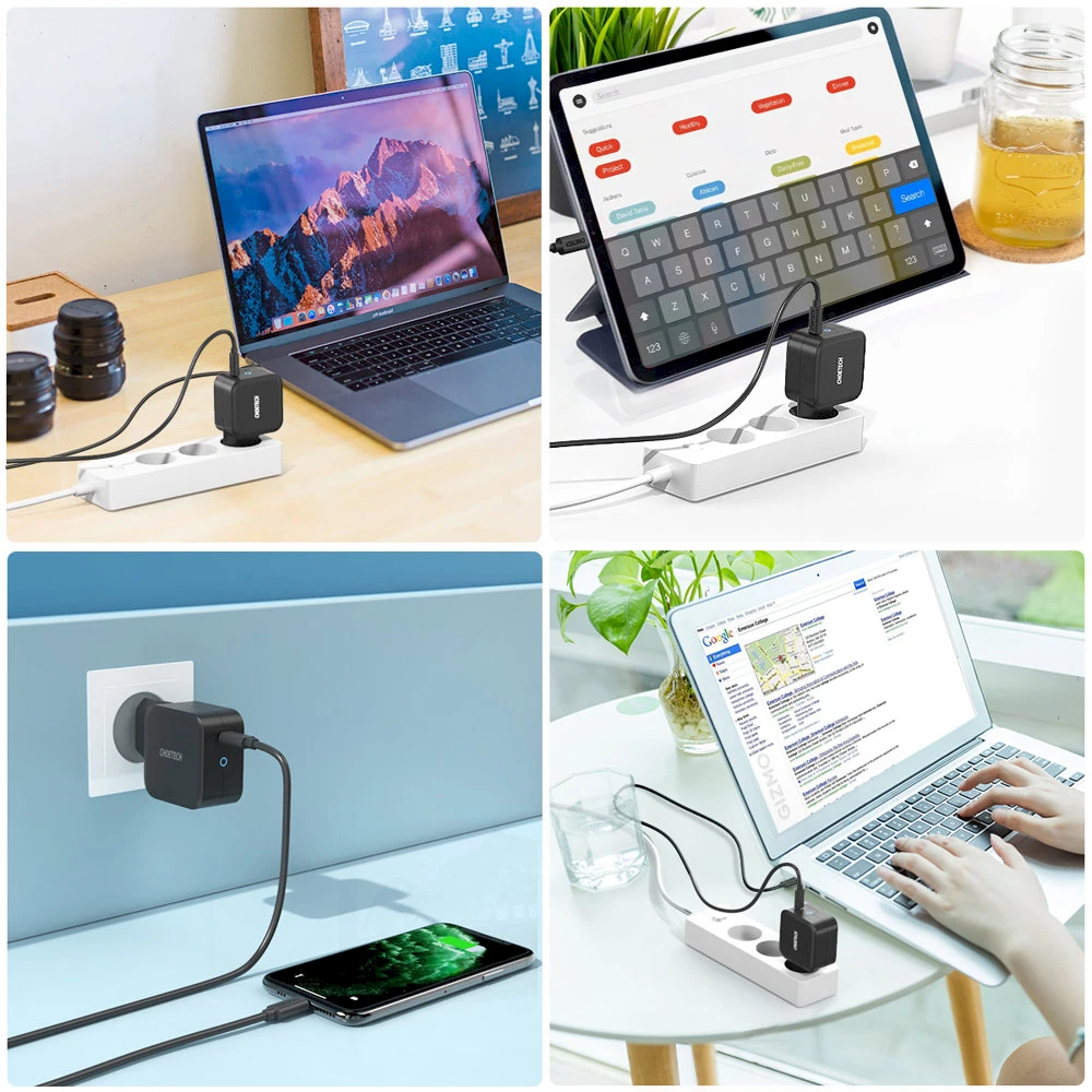 Extra Digital Kroviklis CHOETECH GaN USB Type-C + Type-C laidas, 61W, PD, 1,8m