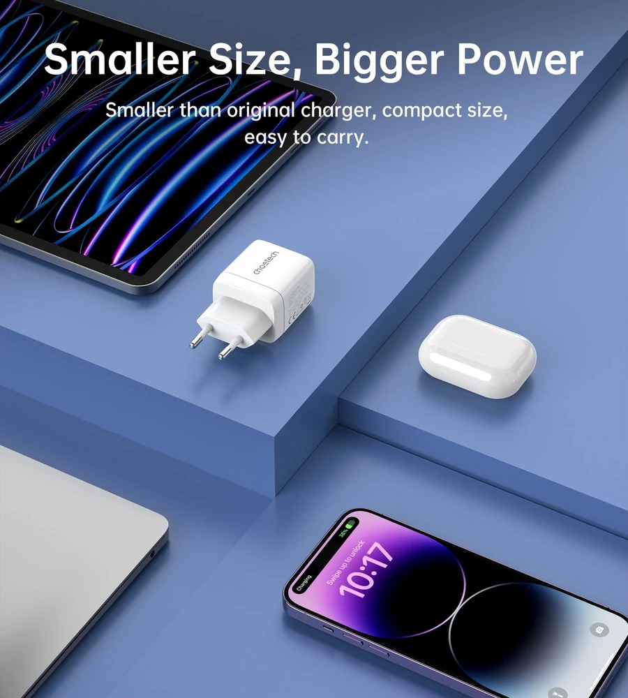 Kroviklis CHOETECH GaN 2xUSB Type-C: 35W, PD