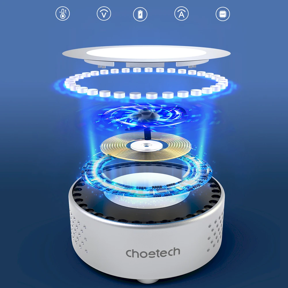Belaidis įkroviklis CHOETECH, 15W, magnetinis, pilkas su ventiliatoriumi