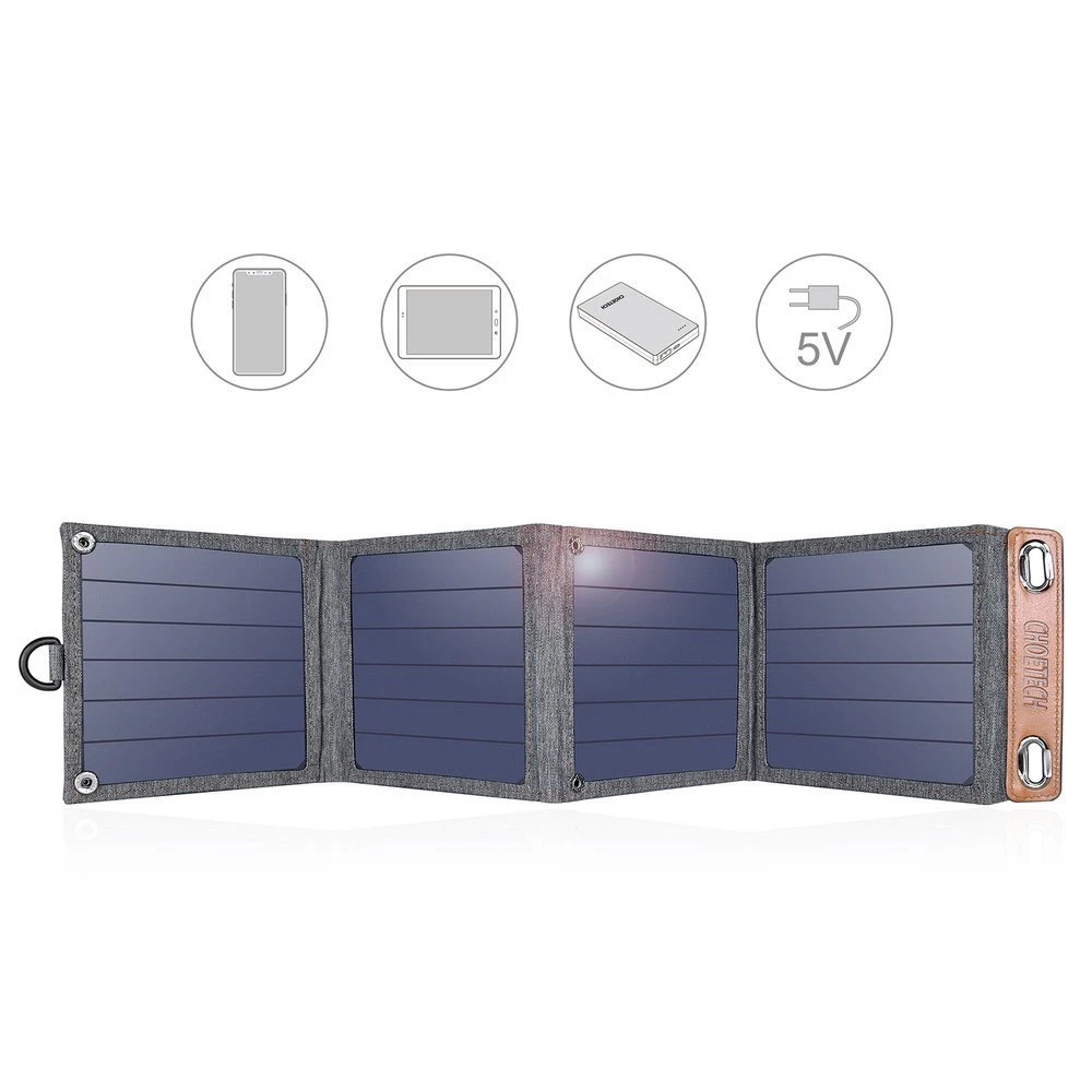 Sulankstomas saulės įkroviklis Choetech SC004 14W, 1xUSB (pilkas)