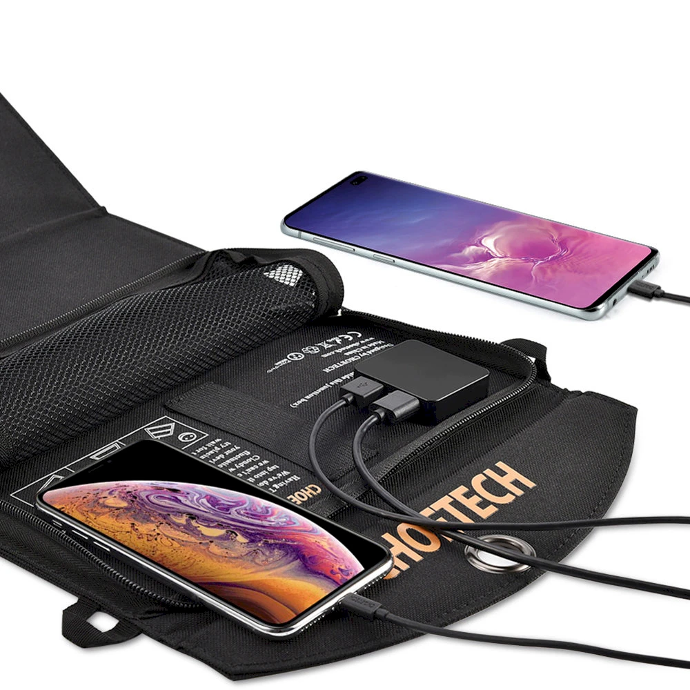 Sulankstomas saulės įkroviklis Choetech SC001 19W 2xUSB (juodas)