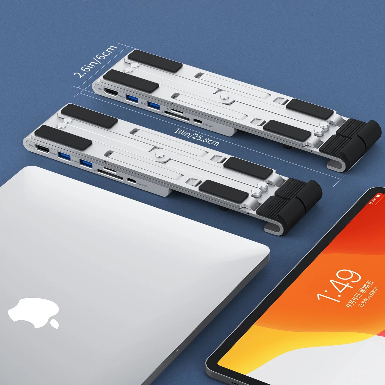 Nešiojamo kompiuterio stovas CHOETECH su 7 prievadų USB Type-C šakotuvu