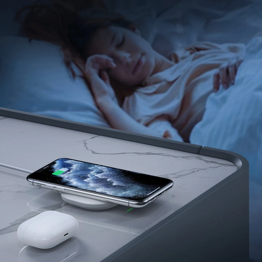 „Choetech“ belaidžio greito įkroviklio rinkinys 15 W LED baltas (T550-F) + USB įkroviklis 18 W maitinimo šaltinis baltas (Q5003-EU) + maitinimo laidas (AC)