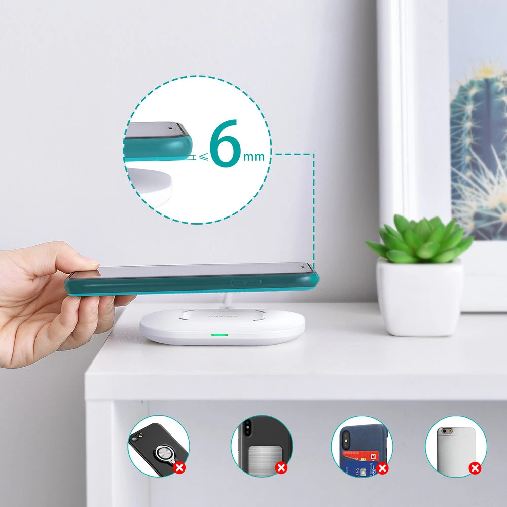 „Choetech“ belaidžio greito įkroviklio rinkinys 15 W LED baltas (T550-F) + USB įkroviklis 18 W maitinimo šaltinis baltas (Q5003-EU) + maitinimo laidas (AC)